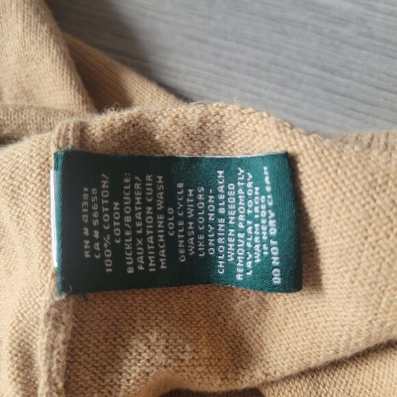 Lauren Ralph Lauren Tan Sweater With Leather Accent & Buckle Detail M - Picture 7 of 7